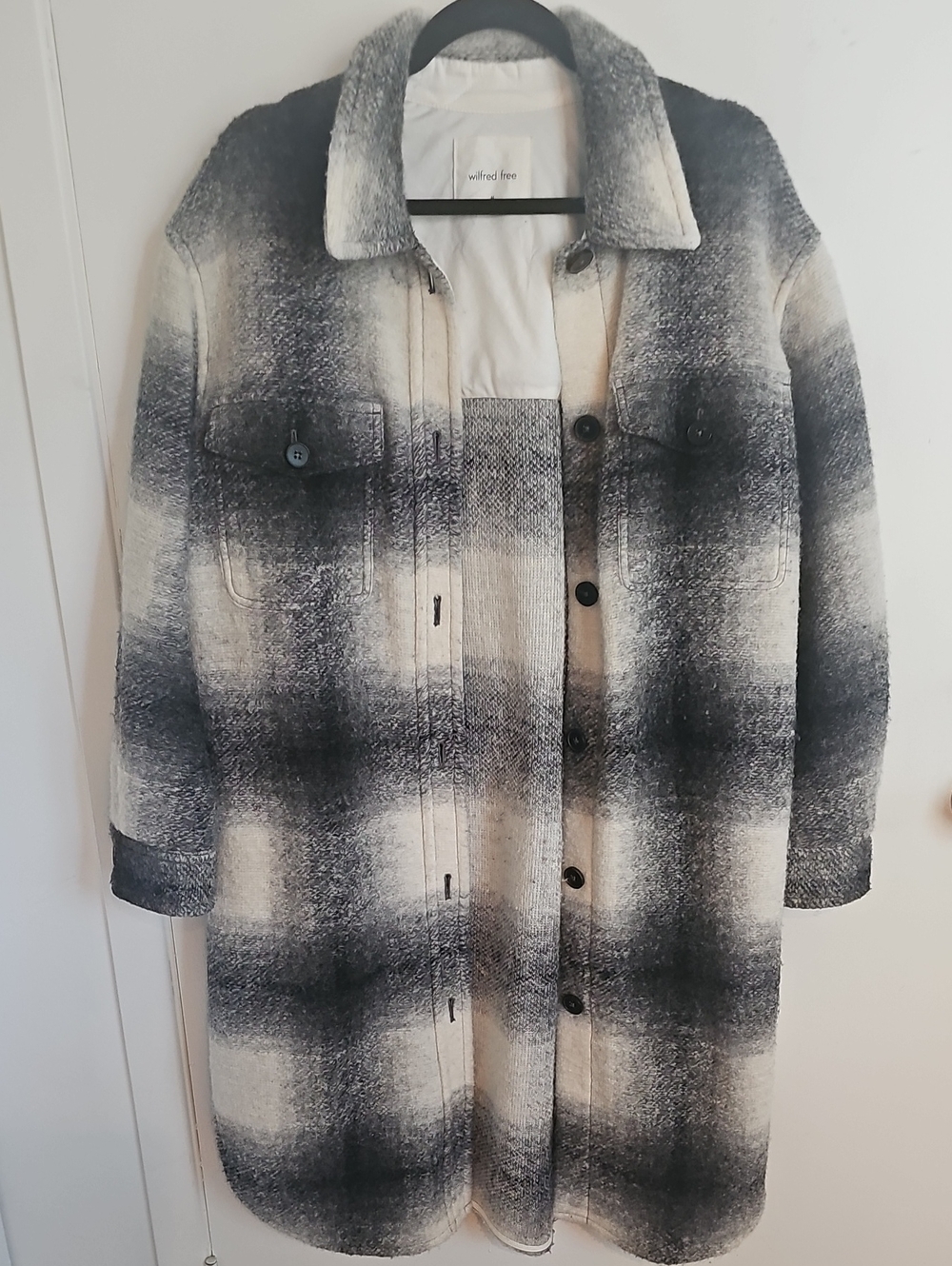 Wilfred Black and White Plaid Long Shacket